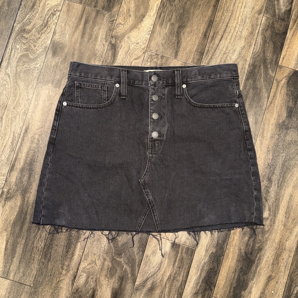 Madewell Rigid Denim A-Line Dark Wash Denim Skirt‎ Button-Fly Women's Size 31
